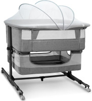 Cutebeams Baby Bassinet, Portable Rocking 3 in 1 Bedside Sleeper bedside bassinet for baby with Mattress, Mosquito Net, Storage Basket, Height Adjustable, Easy Assemble Crib for Infant Gray $299