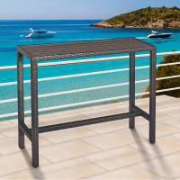 Latitude Run Averir Rectangular Metal Outdoor Bar Table, 39'' H X 15.7'' D X 45.3'' W $299