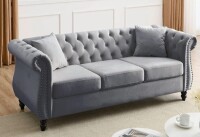 Canora Grey Chesterfield Sofa,Sofa Tufted Couch with Rolled Arms and Nailhead in Gray New in Box $999