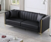 Willa Arlo Interiors Dreiling 77.6" Faux Leather Tuxedo Arm Sofa in Black New In Box $999