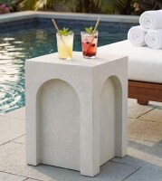 Christopher Knight Home Wylo Modern Patio Antique White Stone Square Indoor and Outdoor Side End Table, New in Box $299