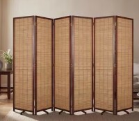 Seafuloy 92 in. W 64 in. H Brown Bamboo Room Divider Screen, Natural Weave Privacy Partition Indoor Outdoor New in Box $299