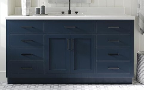 ARIEL Bathroom Vanity 66" Inch in Midnight Blue, with Top Single Sink Configuration 2 Soft Closing Doors, 9 Full Extension Dovetail Drawers, Toe Kick New In Box 2 Boxes $2099