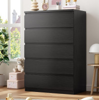 Jocoevol Black 5 Drawer Dresser for Bedroom, 15" D x 23.7" W x 40.4" H in Simply Chest of Drawers, Wood Storage Dresser with Drawers for Living Room Hallway Entryway, Black $299
