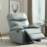 Latitude Run Top Grain Genuine Leather Swivel Rocker Manual Recliner Chair, Light Green, New in Box $799