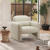 Roundhill Furniture Dylan Modern Upholstered Barrel Armchair, Cream White, New in Box $299
