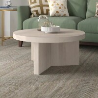 Meyer&Cross Holm 32" Alder White Round MDF Top Coffee Table, New in Box $299