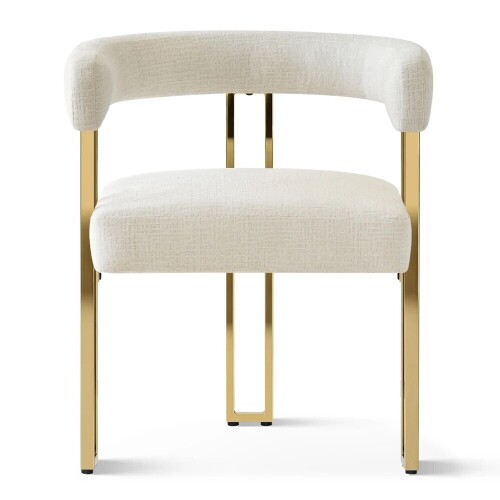 Pop Maison Mia Modern Gold Chenille Dining Chair with Arms, Ivory $399