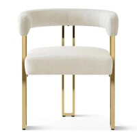 Pop Maison Mia Modern Gold Chenille Dining Chair with Arms, Ivory $399