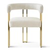 Pop Maison Mia Modern Gold Chenille Dining Chair with Arms, Ivory $399