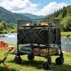 Seeutek 20 cu. ft. Black Metal Garden Cart Double Decker Wagon Cart with Wheels Foldable, 550L Large Capacity Collapsible Wagon, New Open Box $399