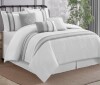 Lanco Striped 7 Piece Grey White Comforter Set, King Size Microfiber Bedding, All Season Bedding Set, Bed Skirt, Pillows & Shams New $299