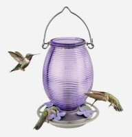 Nature's Way Lilac Dreams Antique Glass Gravity Hummingbird Feeder New $79
