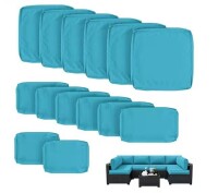 WNP 14-Piece Outdoor Cushion Cover Set (Slipcovers Only), Waterproof Zippered Covers for Patio Sectional Furniture Lake Blue New In Box $299