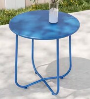 Sonkuki Navy Blue Round Metal Frame Outdoor Side Table Modern Industrial Style with Weather Resistant New In Box $199