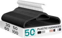 SONGMICS Set of 50 Hangers, Plastic Hangers, 42 cm Long, 0.5 cm Thick, 360&deg; Rotating Hook New In Box $79