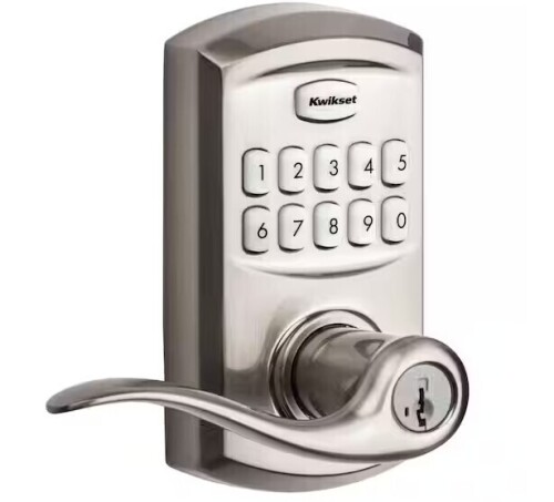 Kwikset SmartCode 917 Satin Nickel Keypad Electronic Single-Cylinder Tustin Door Handle Featuring SmartKey Security $299