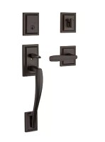 Baldwin Torrey Pines, Front Entry Handleset with Interior Lever, Featuring SmartKey Deadbolt Re-Key Technology and Microban Protection, in Venetian Bronze New In Box $299
