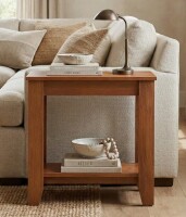 Lark Manor&trade; Weddel Basilico End Table with Storage -Amber Walnut New In Box $299