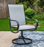 PHI VILLA Black Swivel Textilene Metal Patio Outdoor Dining Chair New In Box $299