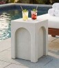 CHRISTOPHER KNIGHT HOME Wylo Modern Patio Antique White Stone Square Indoor and Outdoor Side End Table, New In Box $299