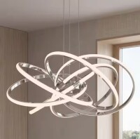 Artika Maelstrom 25-Watt Modern Chrome 5CCT Integrated LED Hanging Pendant Light Fixture for Dining Room or Living Room New Open Box $399