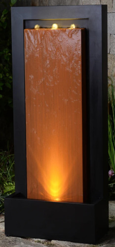 Wrought Studio Zinc Metal Rainfall Fountain with LED Lights - Serenity in Motion, Orange, New in Box $799