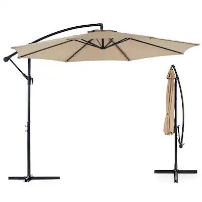 Sweetcrispy 10' Iron Tan Slide-Tilt Cantilever Patio Umbrella, New in Box $299