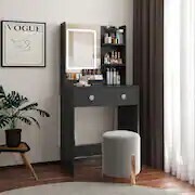 Furologee Vanity Desk with Mirror and Lights Makeup Vanity with Drawers, Black, New in Box $299