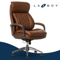 La-Z-Boy Nova Executive Office Chair, Patented AIR Ergonomic Support Technology&reg;, High-Back Premium Comfort & Support, Vegan PU Leather, Cognac, New in Box $599