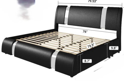 Ivy Bronx King Platform Bed Frame With Iron Pieces Decor And Adjustable Headboard $799