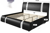 Ivy Bronx King Platform Bed Frame With Iron Pieces Decor And Adjustable Headboard $799
