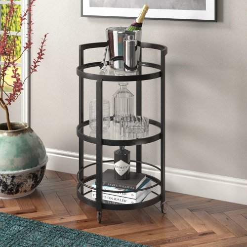 George Oliver Hause Blackened Bronze Mirrored Bar Cart, New in Box $299