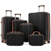 English Elm 6-piece Hardshell Abs Luggage Set with Spinner Wheels Tsa Lock and Scratch Resistant Shell - Black Brown, New in Box $299