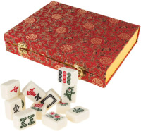 HEY! PLAY! Chinese Mahjong Set with Ornate Storage Case, Tiles, and Dice Traditional Mahjong Game with 146 Engraved Tiles and Two Dice, Fun for All Ages New In Box $79