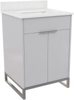 CosmoLiving by Cosmopolitan 24" Leona Bathroom Vanity with Top, Silver/Gray, New in Box $799