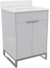 CosmoLiving by Cosmopolitan 24" Leona Bathroom Vanity with Top, Silver/Gray, New in Box $799
