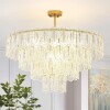 Depuley 12 Light Modern Crystal Chandelier Light 31.5" Gold Semi Flush Mount Ceiling Light Fixture, 3-Tier Pendant Light Fixture for Entryway Dining Room Bedroom, E12 Bulbs Included, New in Box $499