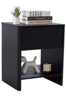 Weselon Modern Fluted Nightstand, Curved Side Bedside Table with Drawer and Open Shelf for Bedroom, Gray Washed Similar to Picture $199