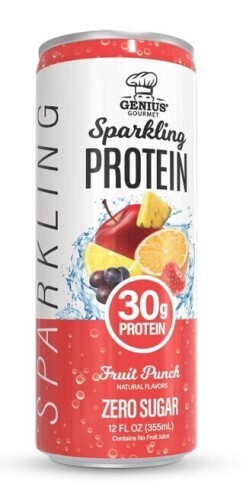 Genius Gourmet Fruit Punch Sparkling Clear 30g Protein Shakes - 12 fl oz: Non-Caffeinated New Best by 3/2028