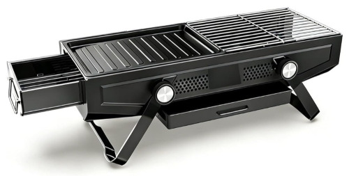 Awsxuoor Portable 2-in-1 Foldable Charcoal Grill with Carry Handle, Detachable Griddle & Grill Net, Outdoor BBQ Stove with Tongs for Camping, Picnic, Backyard, Patio, Tailgating (Black) New In Box $199