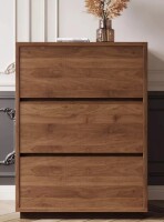 Ebern Designs 23.62" Decorative Storage Cabinet With 3 Drawers, Walnut Bedside Table for Bedroom New In Box $399