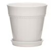 Southern Patio 7.9 in. Ravanaey Small Glossy White Ceramic Planter (7.9 in. D x 7.9 in. H) With Drainage Hole and attached saucer New $79