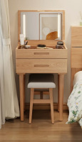 Latitude Run&reg; Solid Wood Makeup Vanity, Flip?Top Lighted Mirror, 3?Mode Dimmable, with Drawers New In Box $399