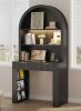 Inbox Zero Writing Desk With Arch Hutch, Fluted Drawer & Storage Shelves, Modern Wood Computer Desk With Storage in Black new in Box $499