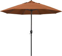California Umbrella 9-Ft Outdoor Patio Umbrella, Sunbrella Fade-Resistant Acrylic Fabric, Auto Tilt and Crank, Heavy-Duty Aluminum Frame/ Reinforced Ribs, Bronze Pole, Tuscan New in Box $499