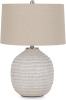 Signature Design by Ashley Jamon Contemporary 26" Round Textured Ceramic Table Lamp, Beige New in Box $299