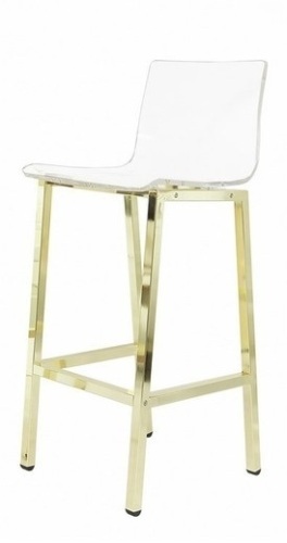 Fox Hill Trading Pure Decor 29" Acrylic Metal Bar Stool in Gold New in Box $799