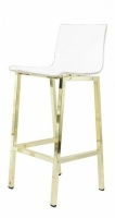 Fox Hill Trading Pure Decor 29" Acrylic Metal Bar Stool in Gold New in Box $799