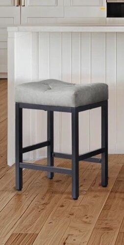 Red Barrel Studio 24 Inch Metal Saddle Upholstered Counter Barstool, Gray New in Box $299